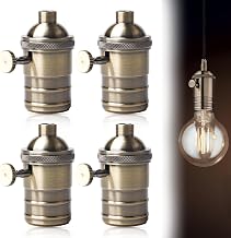 4pcs Vintage Aluminum Lamp Holder 220V E27 Bronze Swivel Switch Ceiling Adapter LED Retro Decoration