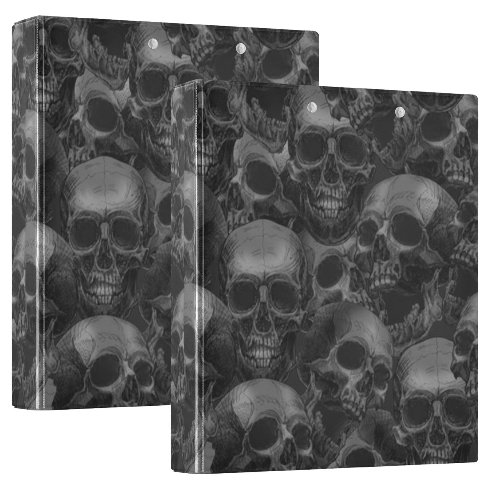 Porte-documents avec porte-bloc intégré Motif tête de mort squelette Noir