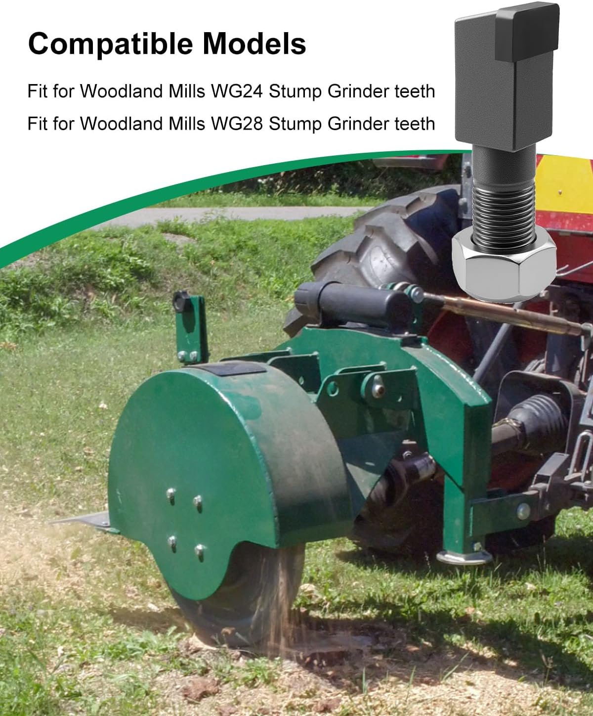 12 Pcs 2-7/8"L x 11/16"W Stump Grinder Teeth Fits for Woodland Mills WG24 WG28, with 5/8" Nuts