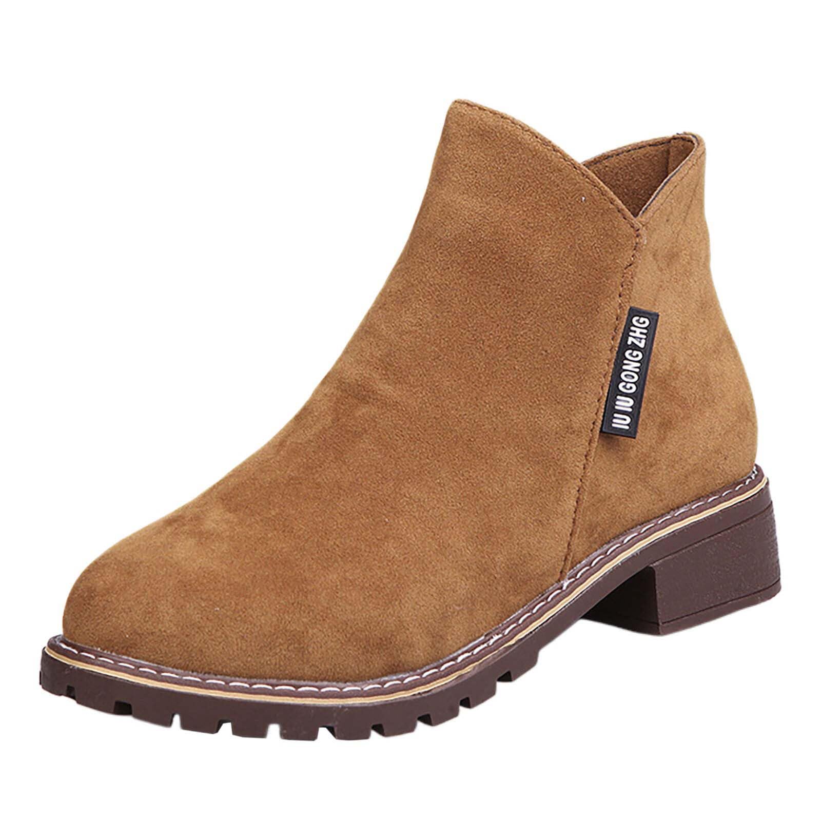 Bottines courtes à talon bloc avec fermeture éclair confortable - 8