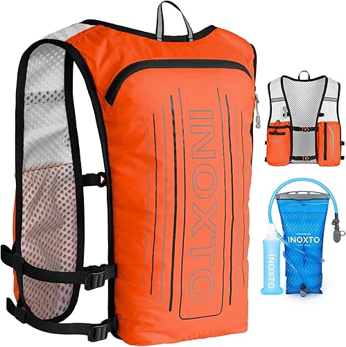 Miniatura 29 de INOXTO Chaleco de Hidratación para Correr Mochila, Paquete Ligero Aislado con Bolsa de Vejiga de Agua de 1.5L Mochila de Día para Senderismo