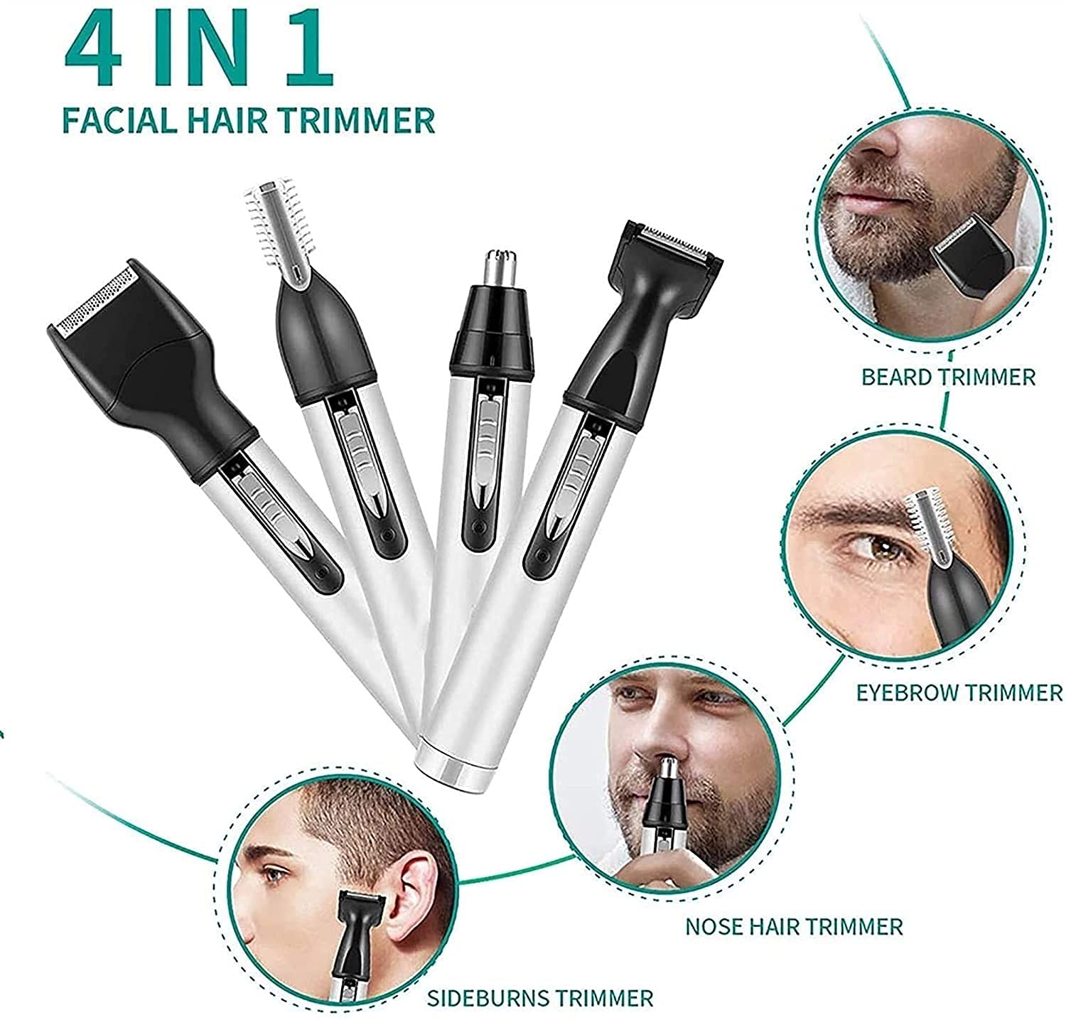 Trimmer per Dettaglio 4 in 1 per Naso, Orecchio, sopracciglio e Altri Dettagli