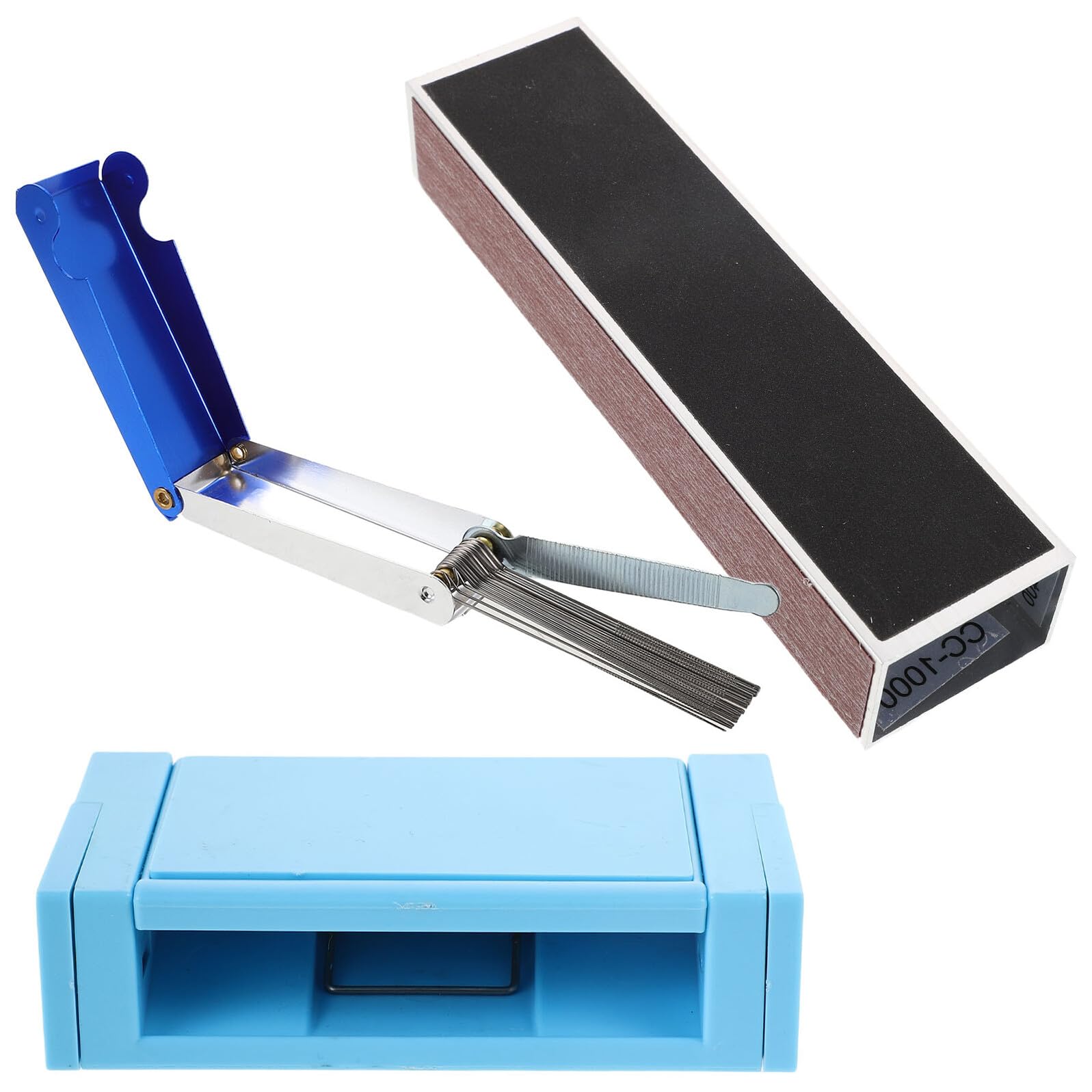 Kit de Lijado para Guitarra con Palanca de Aluminio y Herramientas para Nivelar Puente y Cejuela Accesorio de Mantenimiento Duradero para Reparación de Guitarra Eléctrica Azul