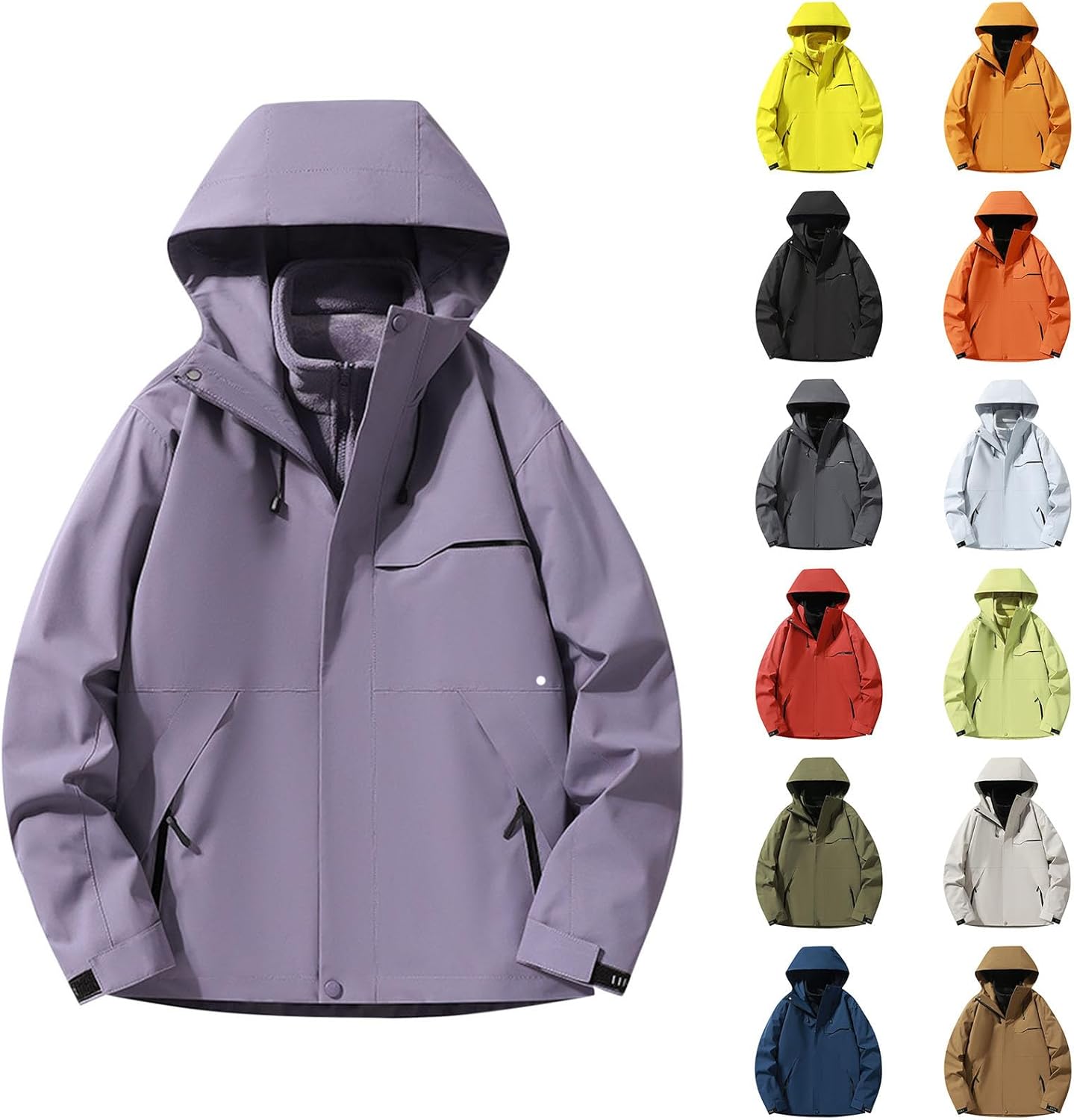 YRAETENM Womens Rain Jacket Waterproof Lightweight Lined Rain Coat Hooded Hiking Windbreaker Loose Fit Soft Shell Jackets