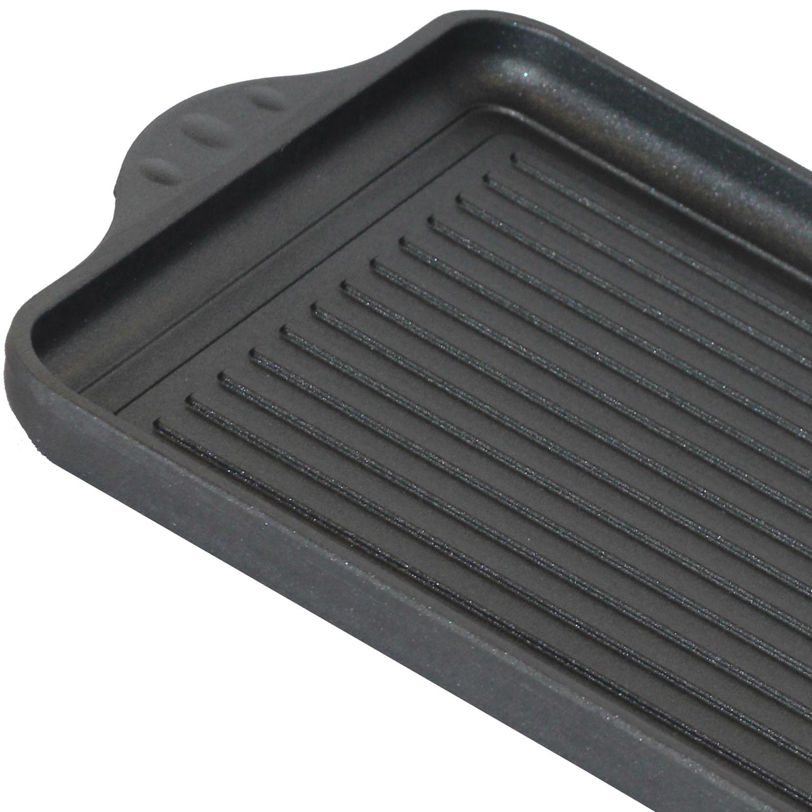 Eurolux Aluguss Teppanyaki Grillplatte 43 x 28 cm - Guss-Bratplatte für alle Herdarten inkl. Induktion & Grill - Antihaftversiegelung - glatt/gerippte beschichtete Oberfläche - Made in Germany