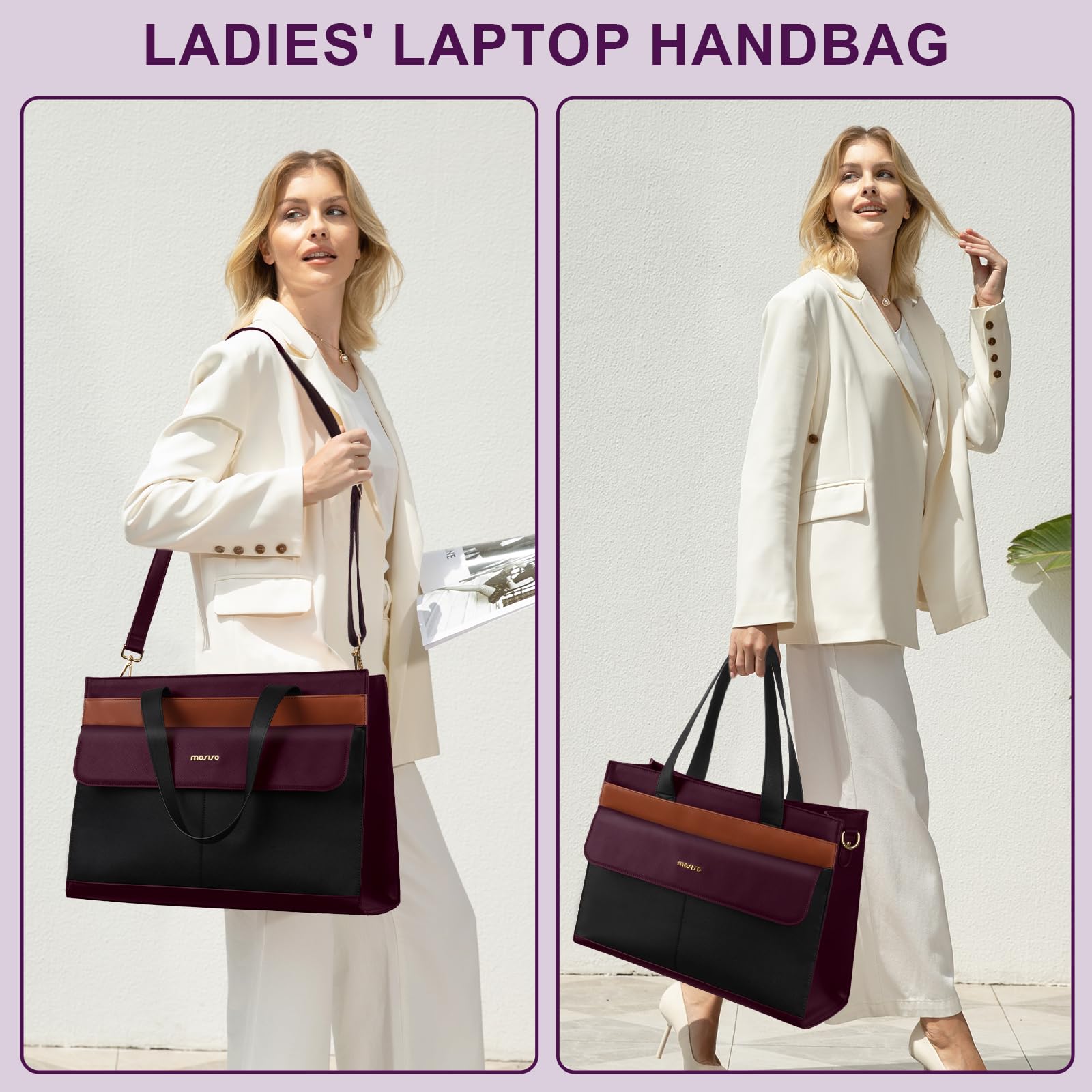 MOSISO Sac Tote Ordinateur Cuir PU pour Femmes