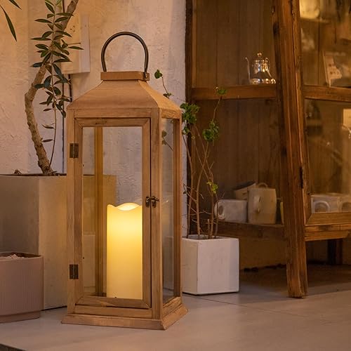 Miniatura 2 de Bdor Faroles decorativos extragrandes  Linterna impermeable IP65 de 27.5 pulgadas con velas sin llama, linterna decorativa para decoración del