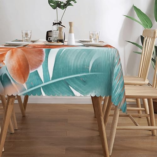 Miniatura 2 de Aimeryup Teal and Orange Orchid Table Cloth Rectangle Table,Waterproof Tablecloth Rectangle Table Cloth Tablecloths for 6 Foot Rectangle Tables