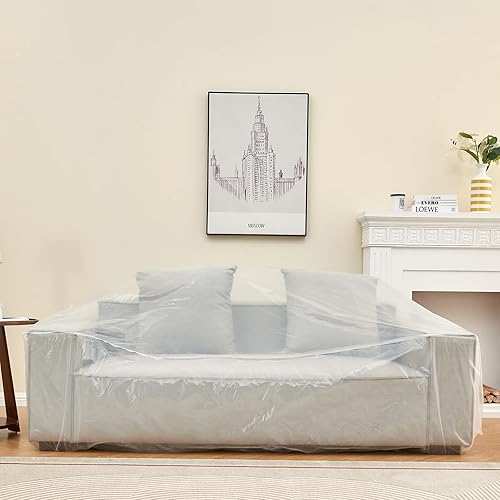 Funda de sofá, fundas de plástico de 100 pulgadas, protector de fundas de muebles, funda de plástico transparente más gruesa, funda de sofá Funda de sofá, fundas de plástico de 100 pulgadas, protector de fundas de muebles, funda de plástico transparente más gruesa, funda de sofá