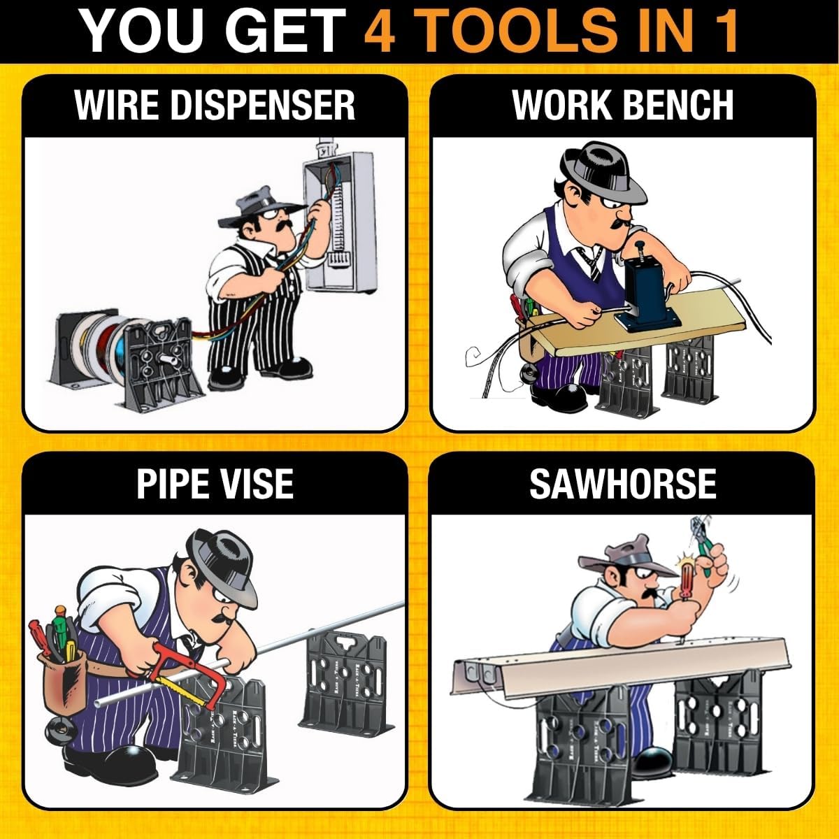 Rack-A-Tiers 2.0 Wire Dispenser – Cable Reel Rack, Electrician Wire Spool Caddy, Multi Reel Wire Dispenser, Spool Rack, 300 lb Capacity (#11480)