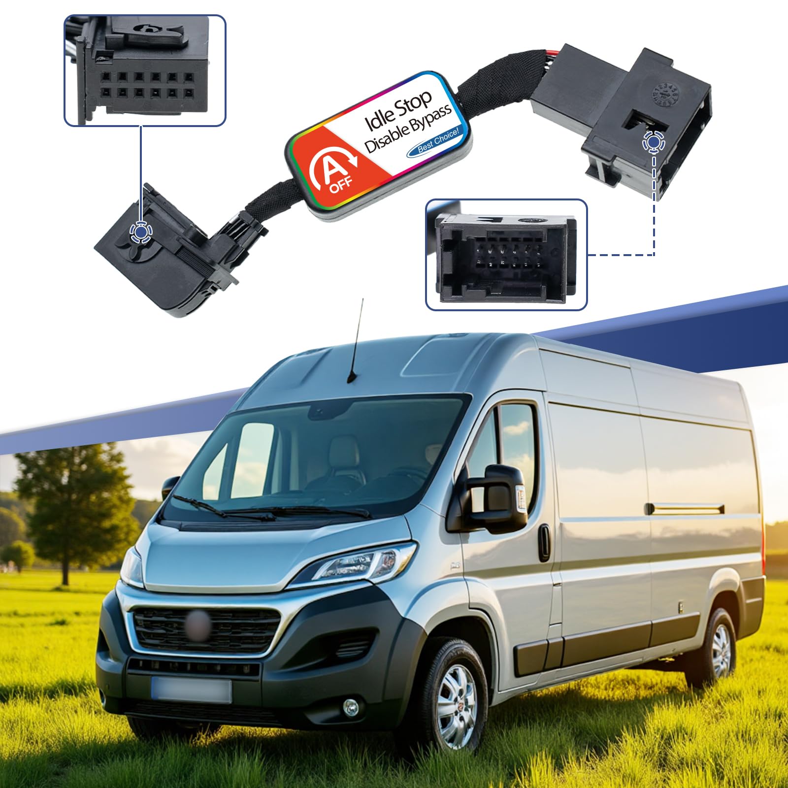 Start Stop Eliminator i dezaktywator dla 2006-2024 F.iat Ducato 250 III C.itroen Jumper II Peug.eot Boxer II - moduł kablowy wyłączania start-stop przełącznik moduł obejściowy i prosty