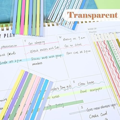 Miniatura 6 de BAYTORY 1280 tiras transparentes para resaltar, juego de cinta iluminadora para anotar libros, notas adhesivas largas transparentes, marcadores de