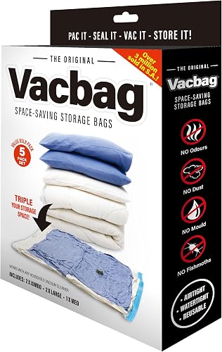 Tevo Space Saving Vacuum Storage Bags,Multicolour (5-Piece)