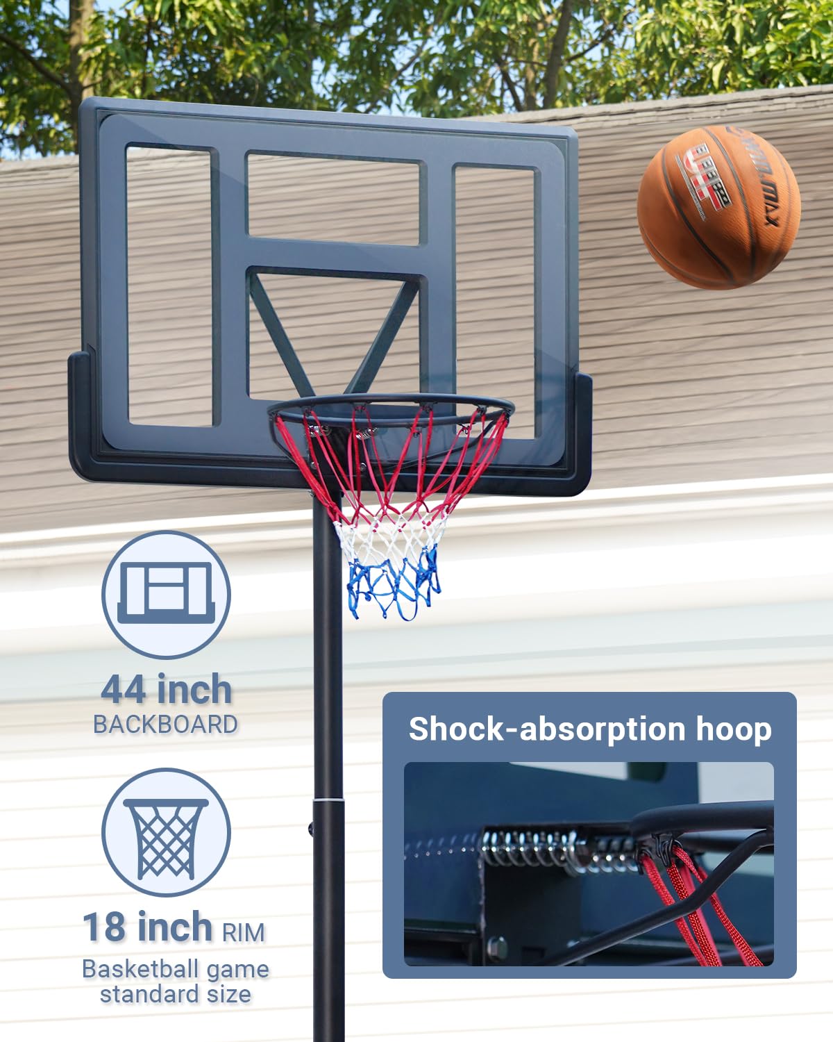 WINMAX Basketball Hoop Outdoor 3.810ft Adjustable Height