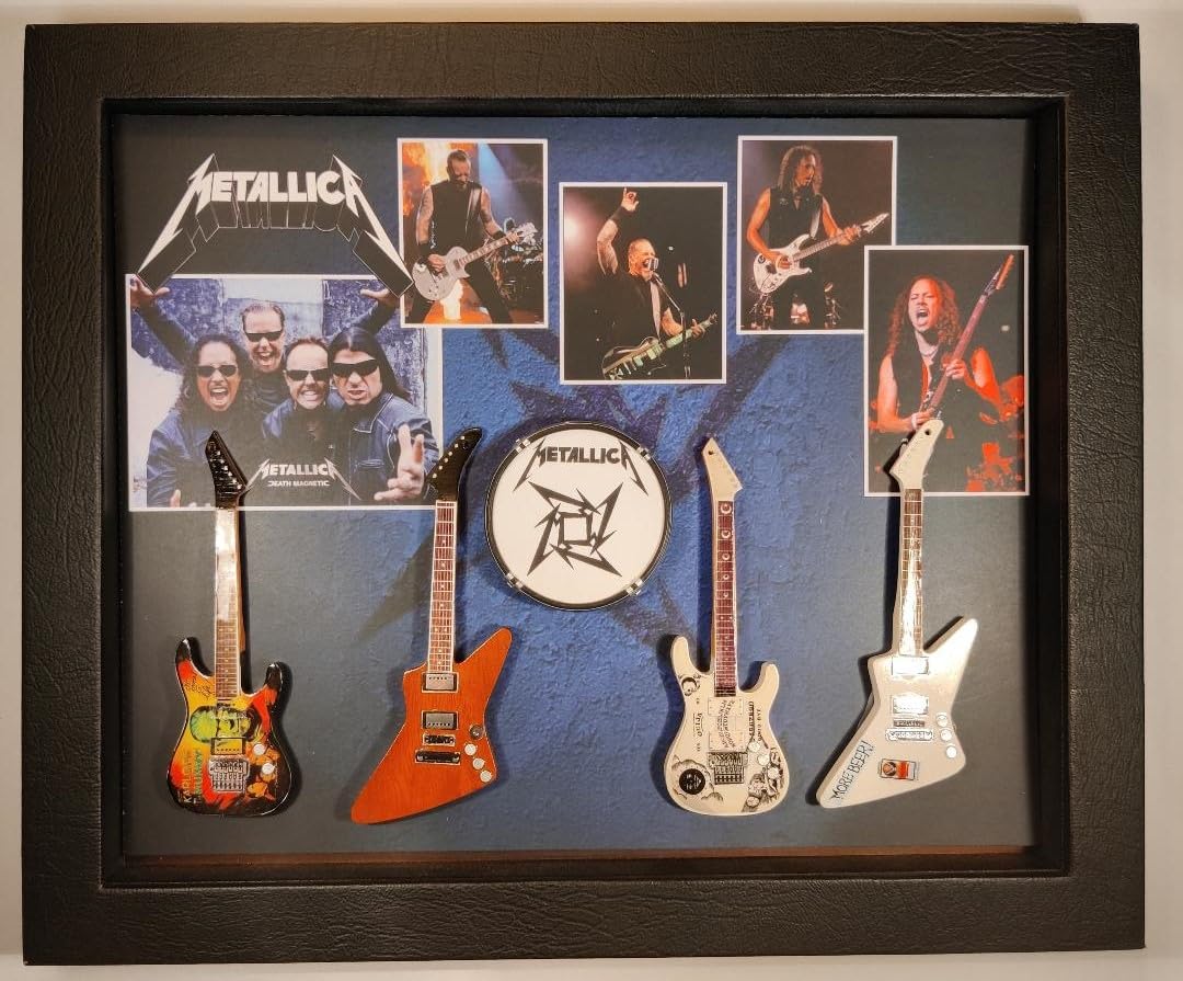 Rock Guitar Miniatures Black Rgm8857 Metallica Miniature Guitar Collection In Shadowbox Frame