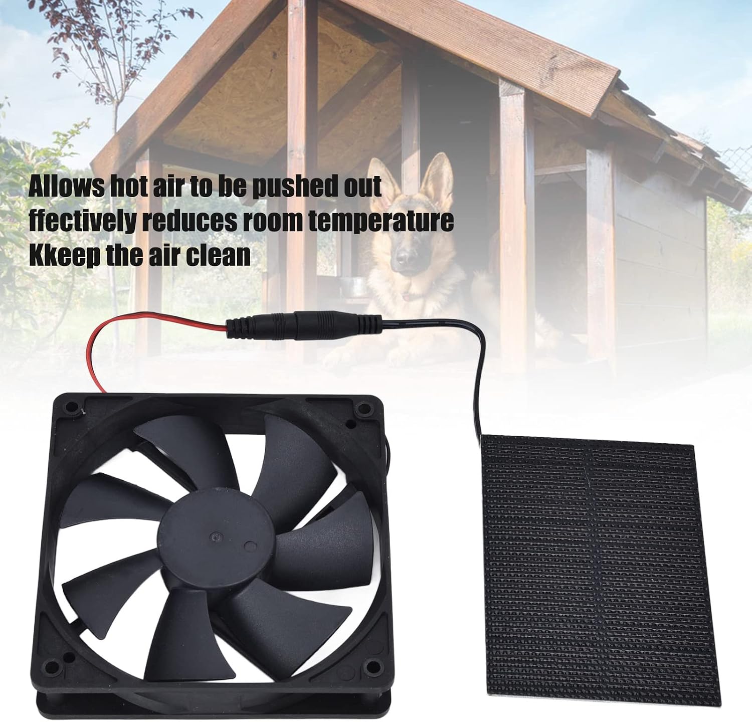 Solar Powered Exhaust Fan Kit 3W Waterproof Panel Fan Household Ventilation Fans for Poultry Chicken Coop Greenhouse Dog Shed Pet Houses Window