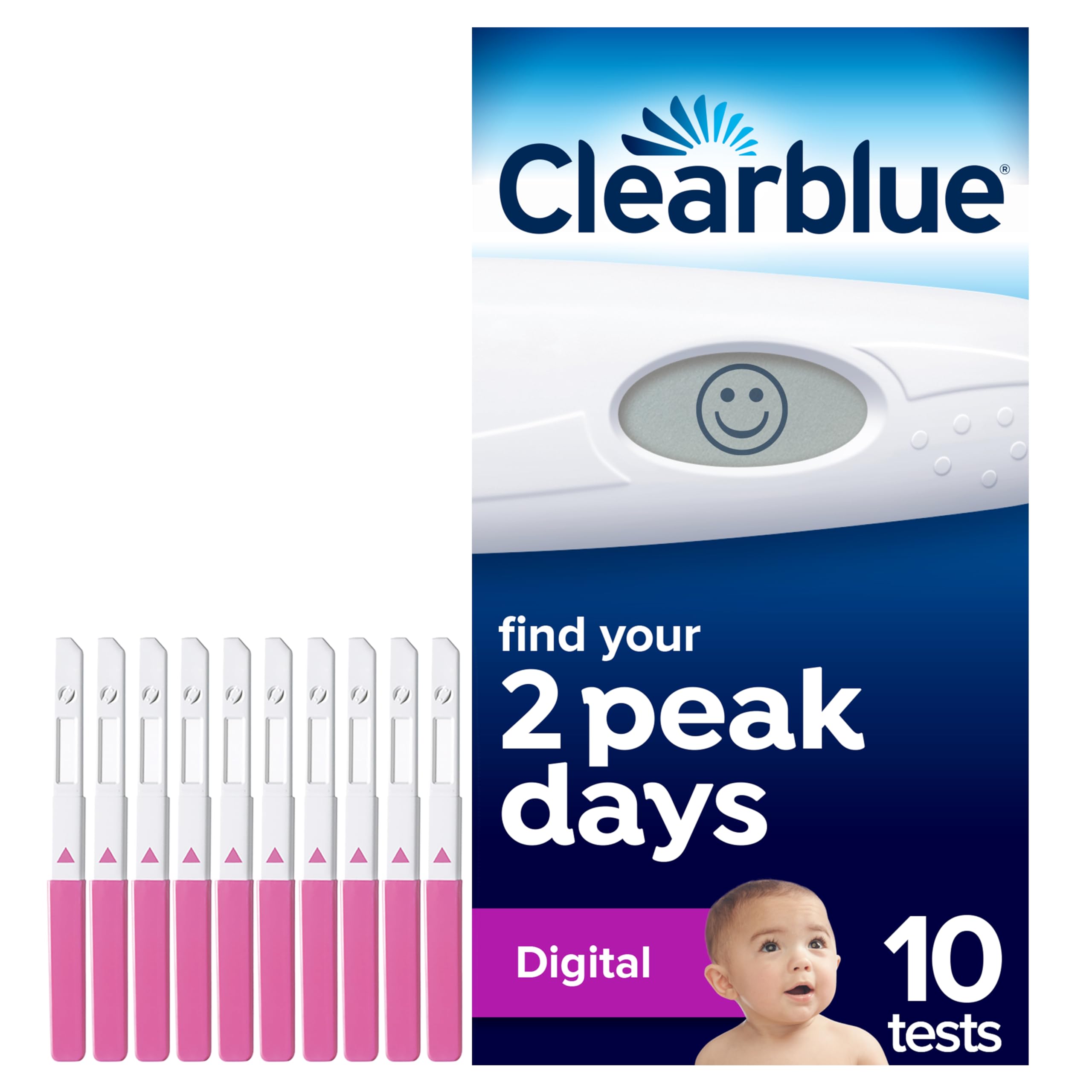 Clearblue Digital Ovulation Tests (OPK), Easy At Home Ovulation Test, 1 Digital Holder And 10 Ovulation Tests, Proven To Increase The Chances Of Getting Pregnant Naturally, Packaging May Vary