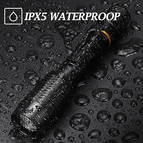 Miniatura 5 de Linternas tácticas LED recargables de alto lúmenes con batería, 5 modos de zoom impermeable, potente linterna de mano para campamento, senderismo al