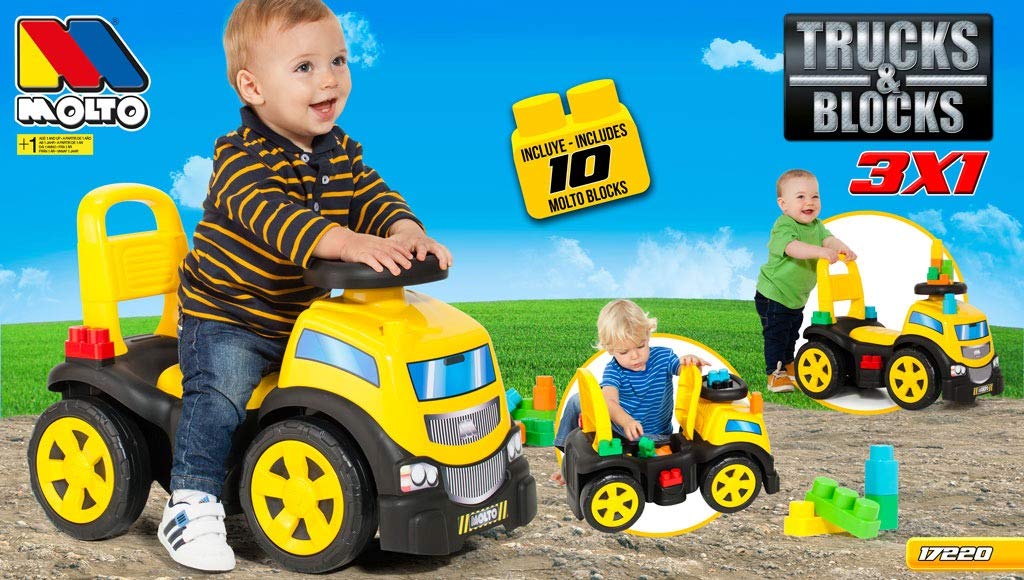 MOLTO | Correpasillos 3 en 1 con Juego de Bloques | Corre Pasillos Todoterreno | Juguetes Infantiles Seguros y Resistentes | Fomenta el Desarrollo de Niños y Niñas | +10 Meses