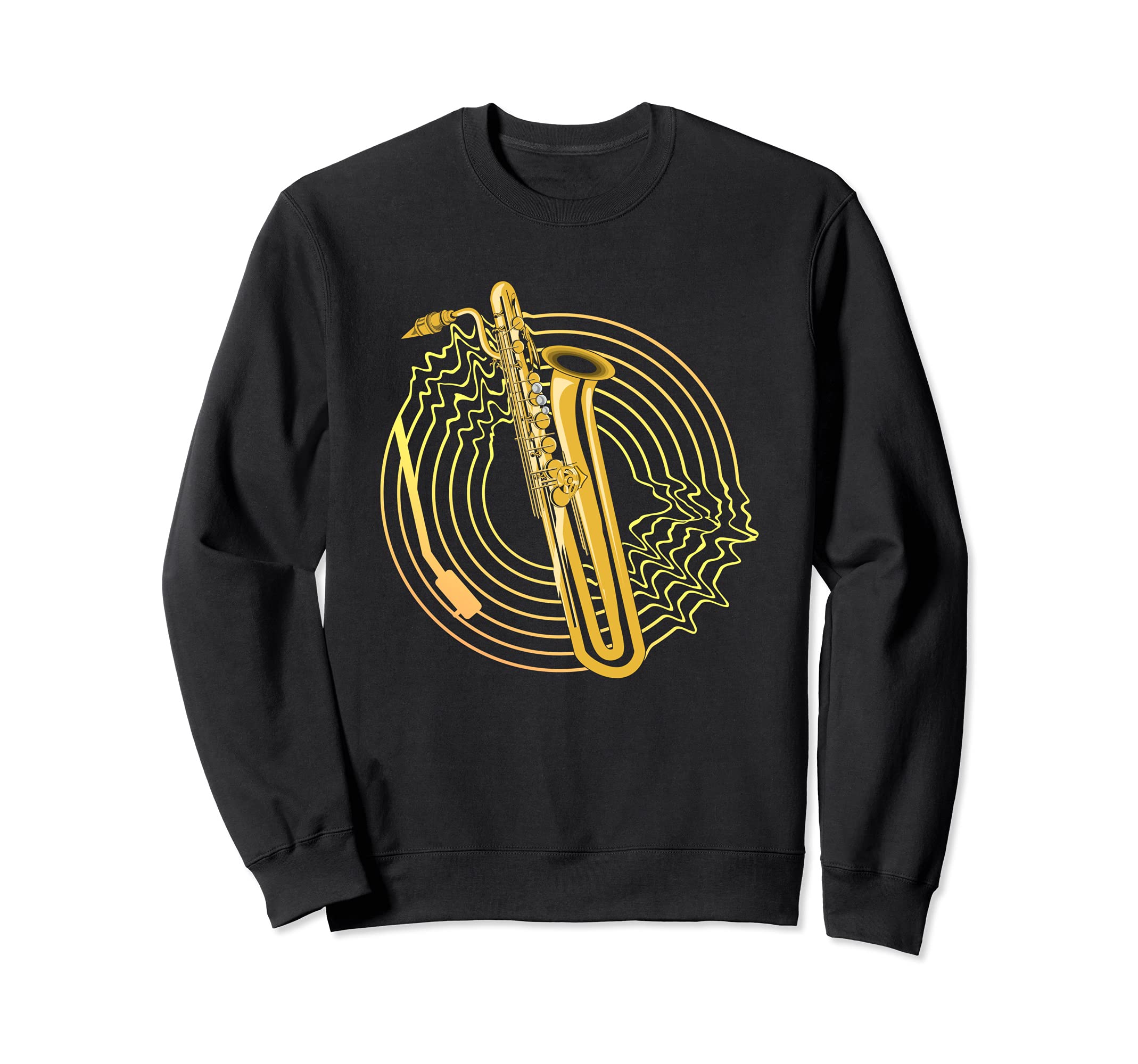 Vinyl Saxophonist Jazz Music Saxophone Player Saxophone Sweatshirt, Black