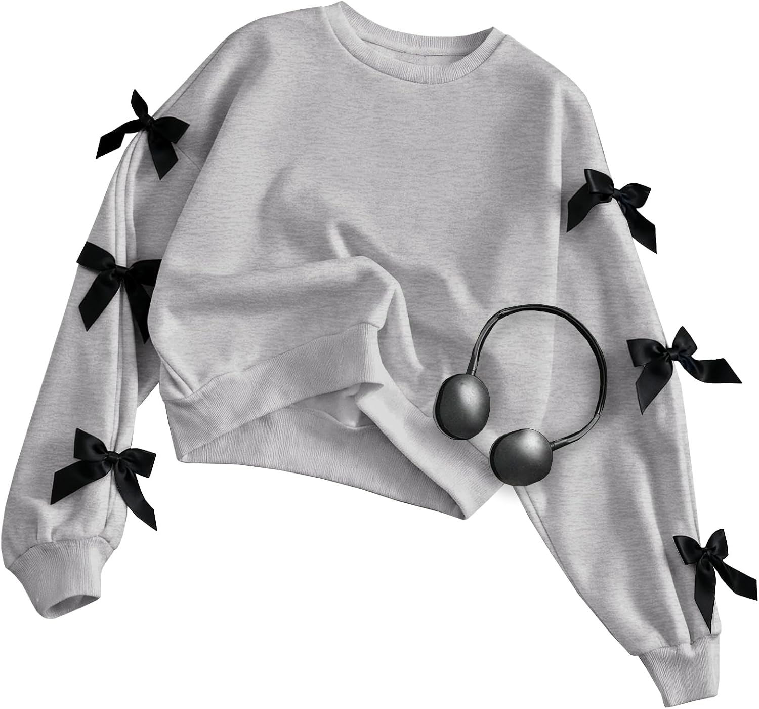 Girls Sweatshirt Cute Bow Tie Long Sleeve Crewneck Pullover Top Casual Fall Winter - Image 4