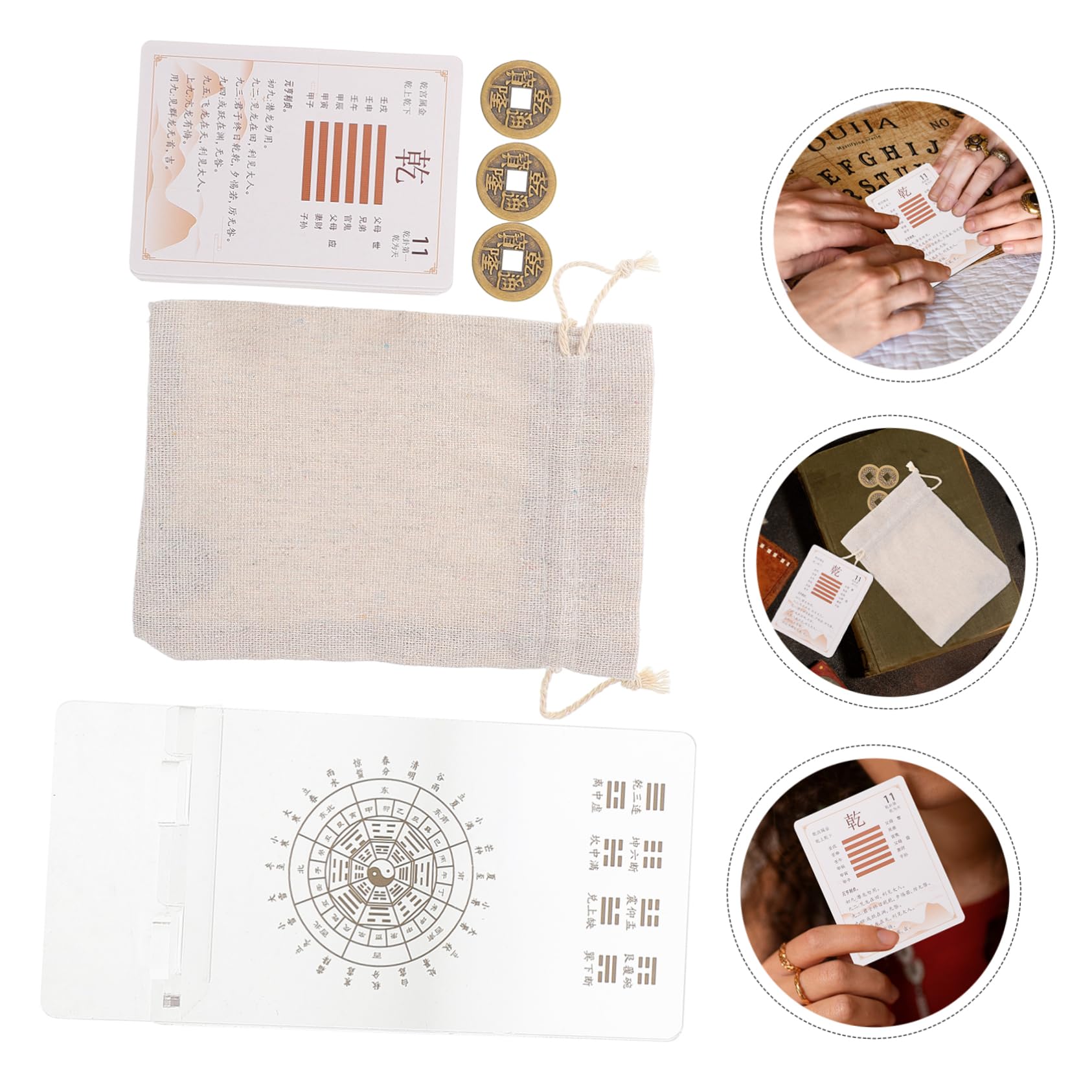 UPKOCH Carte Oracolo i Ching Materiale Plastica e Carta per Principianti 64 Esagrammi Divinazione e Predizione per Apprendimento e Collezionismo