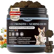 Calming Chews for Dogs - Advanced Calming Treats for Dogs Anxiety, Stress, Separation, & Thunder, Relaxation with Ashwagandha & L-Theanine, Non-Drowsy Alternative to Melatonin, Bacon Flavor, 90Ct