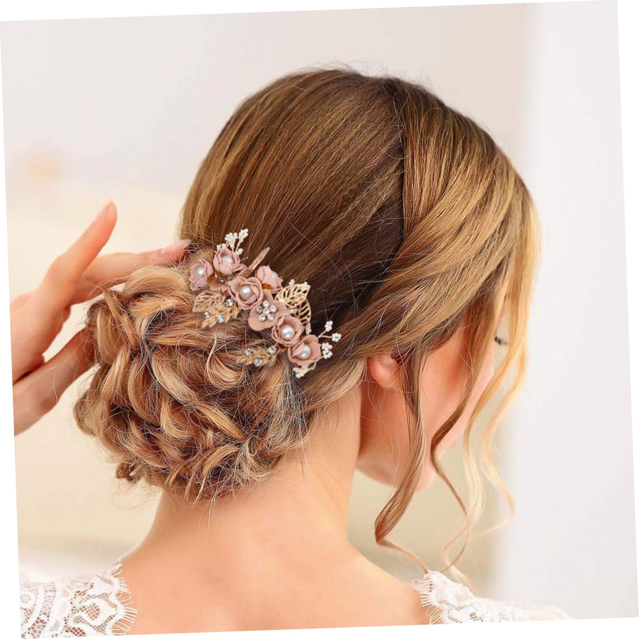 MAGICLULU 8 Stk Blumenkamm-haarnadel-set Haarnadeln Hochzeitshaarspangen Für Bräute Blumendekor Blumenkopfschmuck Haar Klammern Hochzeit Haarkamm Rosa Koreanisch Braut Plastik Einstellen