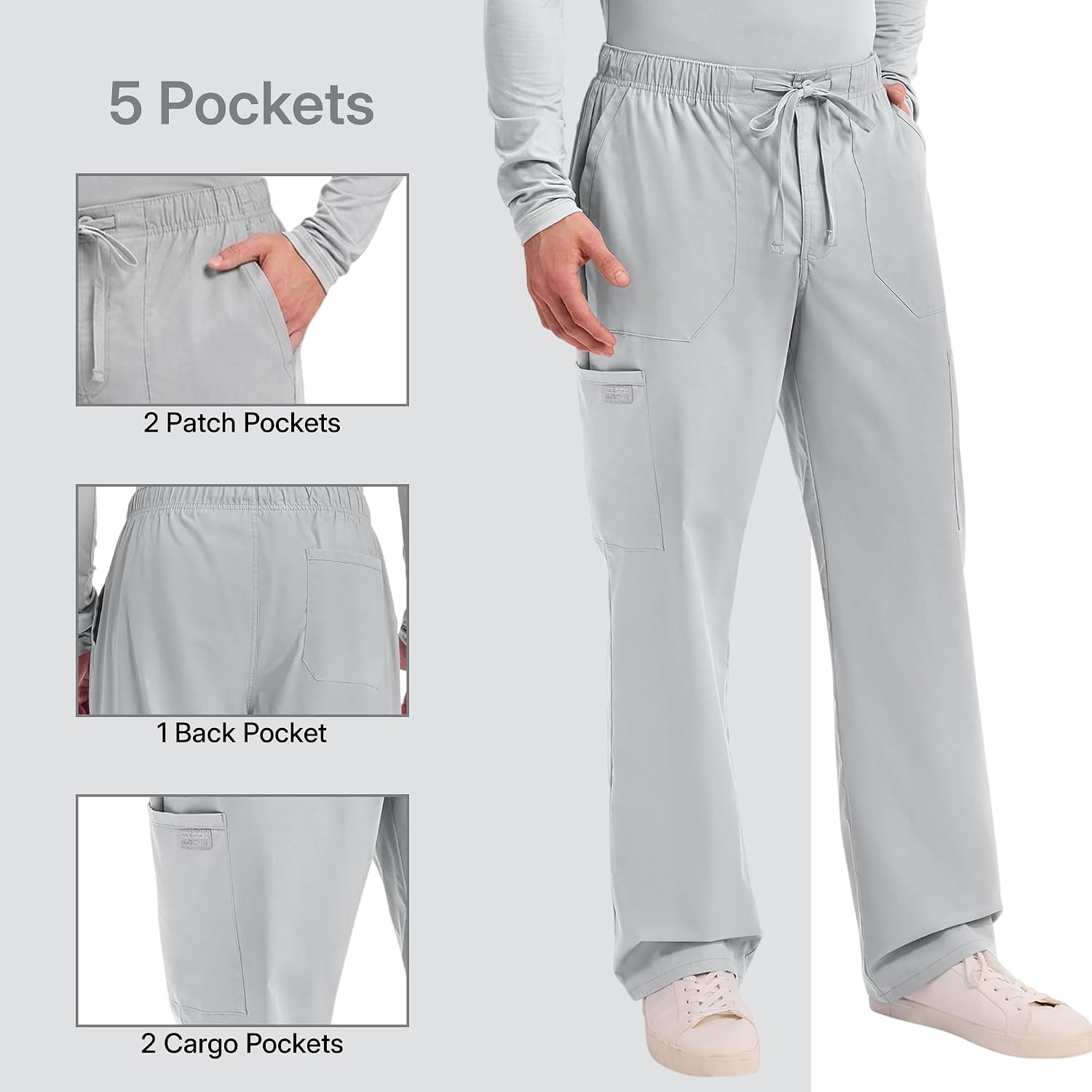 Cherokee WW Professionals Scrubs for Men Tapered Leg Cargo Scrub Pants | 5 Pockets, Comfortable Fabric, 2-Way Stretch, Zip Fly, Drawstring, Easy Care, Active Shifts, Made for Nursing Professionals