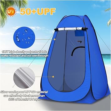 Camping Dressing Shower Tent, Sunlight Resistant Dressing Cabinet, Waterproof, Toilet Wc Cabinet, Carrying Bag, Easy Installation, Camping Nature Portable Shower Toilet Dressing Cabinet, Blue