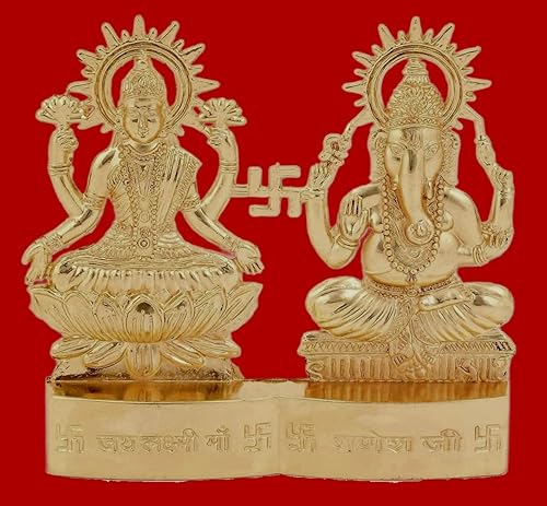 Miniatura 4 de IS4A Laxmi Ganesha - Estatua energizada – Lakshmi Ganesh Murti para Mandir Home, regalo de Diwali ídolo Murti para Pooja hindú, hogar Mandir indio