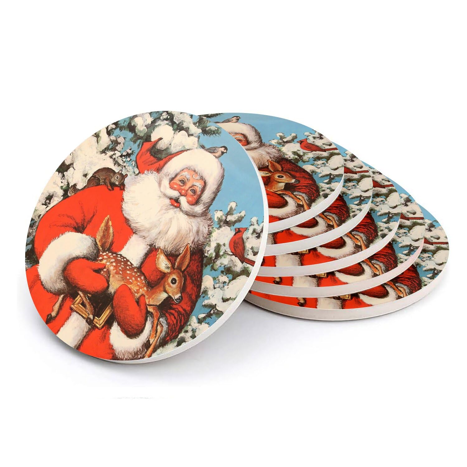 Sous-verre céramique Noël : le lot de 6 dessous de verre vintage idéal à offrir