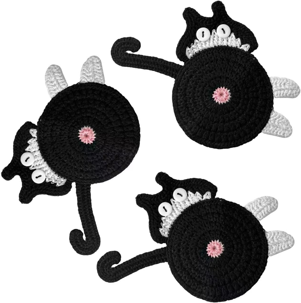 Drink Coaster, Woven Creative Coasters for Cat Lovers, Gag Gifts Cat Coffee Coaster for Desk Accessories Home Decor Tabletop Protection(Cat-4PCS)