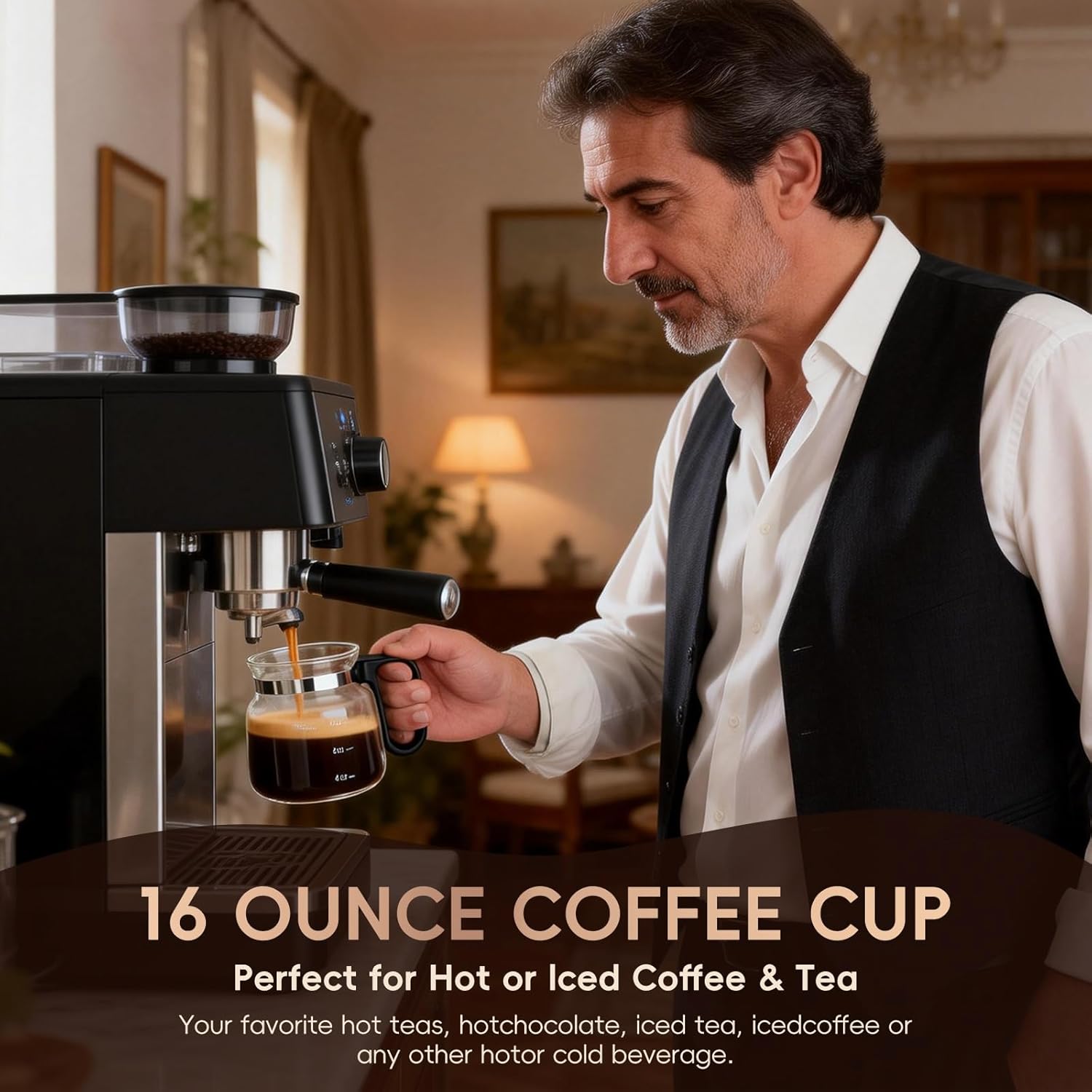 Coffee Pot Mug,16Oz Mini Glass Coffee Pot Coffee Mug with Spill Proof Lid & Heat Proof, Coffee Pot Cup Gifts for Coffee Lovers (1PC) - Image 6