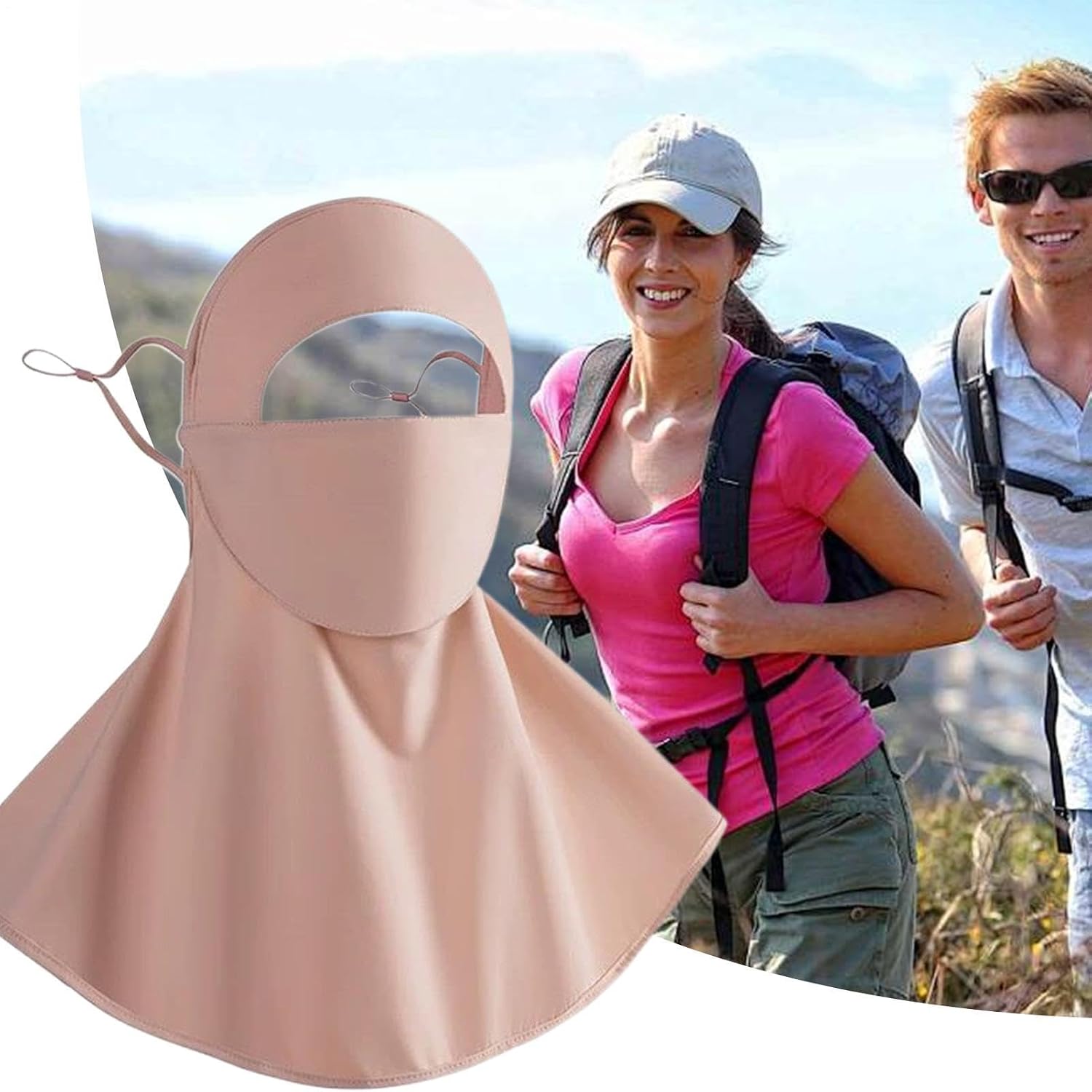 Neck Cover for Men Sun Protection, Anti-UV Sun Face Cover, Adjustable Ear Straps Breathable Washable Shield with Drinking