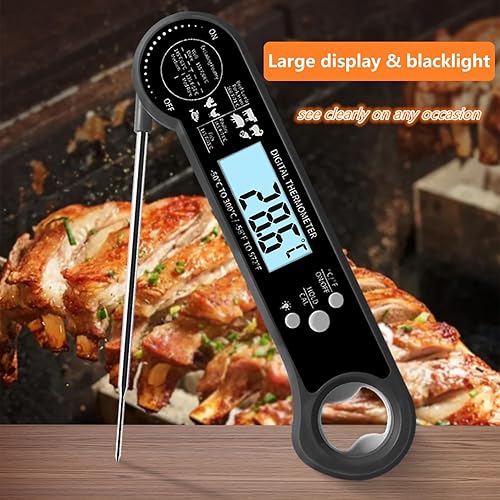 Miniatura 4 de Termómetro digital para carne con holgura de sonda, termómetro impermeable para asar a la parrilla, imán y abridor de botellas, lectura instantánea