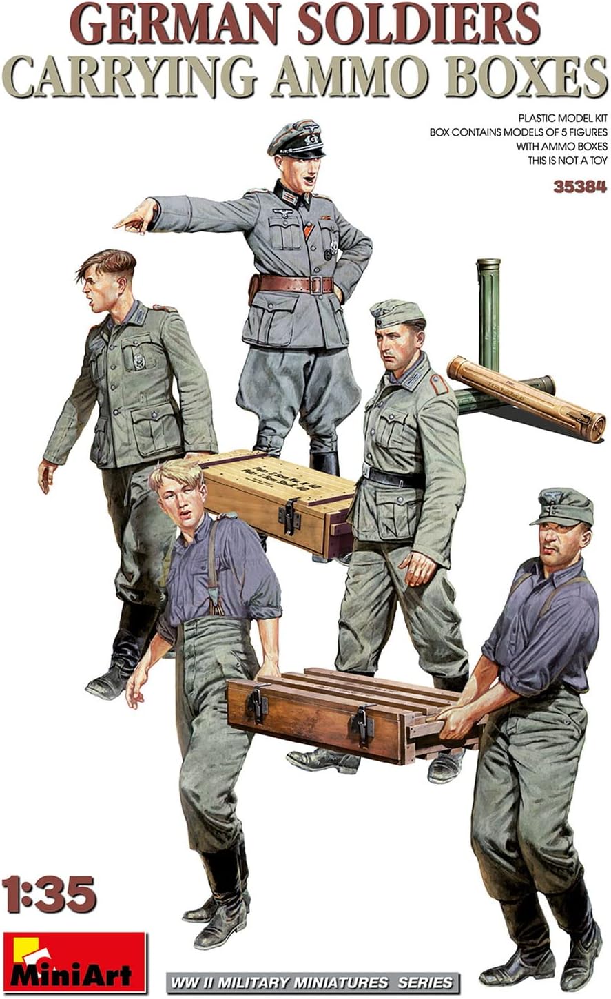 MiniArt MIN35384 1:35-German Soldiers Carrying Ammo Boxes Scale Model Kit