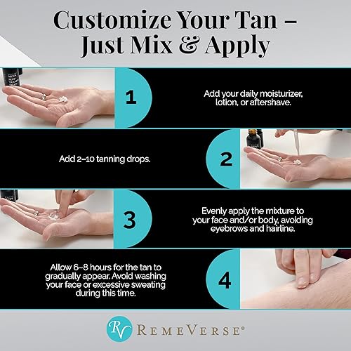 Miniatura 4 de RemeVerse Gotas autobronceadoras para hombre – Logra un tono de piel uniforme de aspecto natural con bronceador sin sol personalizable para hombres