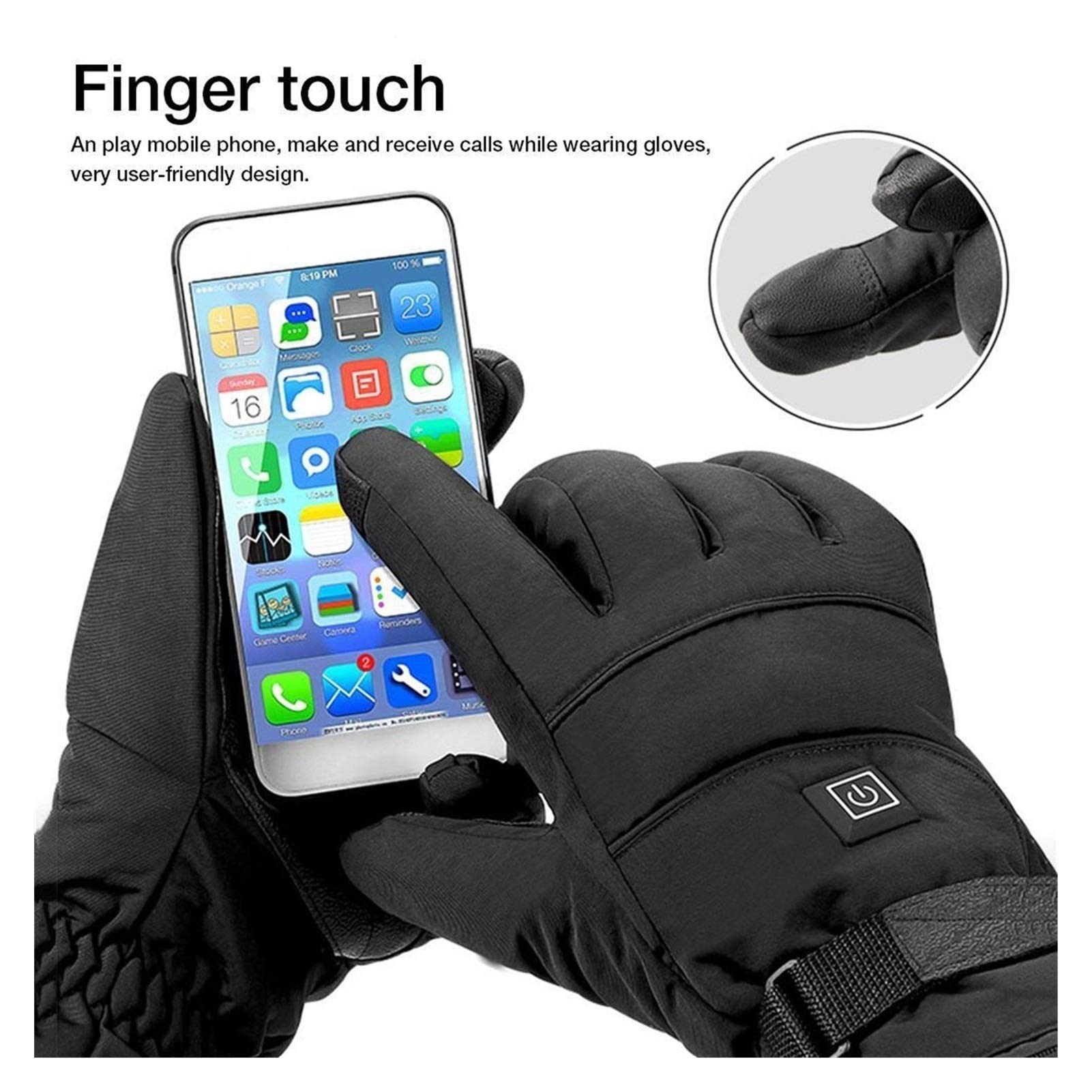 COZII Verwarmbare handschoenen, verwarmde handschoenen met 7,4 V Fast Heating accu, voor heren en dames, 3 warmtestanden, waterdicht, touchscreen, voor motorfiets, fietsen, skiën, L