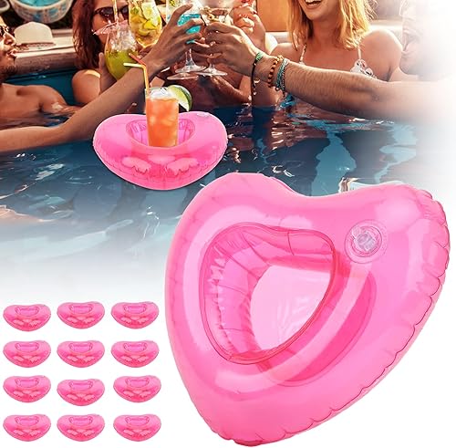 Miniatura 9 de Soporte inflable para bebidas en forma de corazón, para piscina, flotador, para verano, piscina, flotador, soporte para bebidas