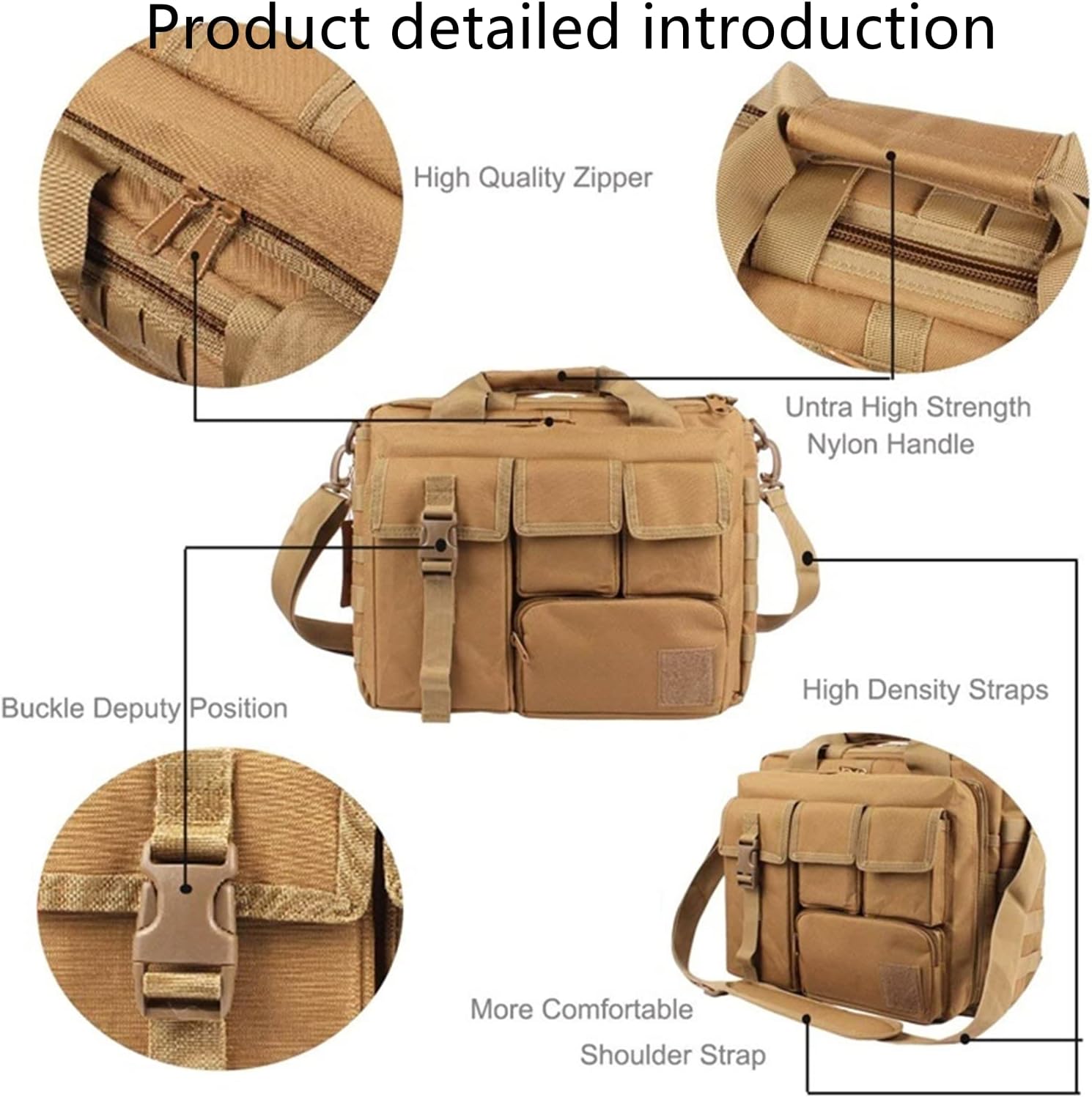 Multifunction Men Outdoor Tactical Shoulder Laptop Messenger Bag, 15 inch Briefcase Handbags