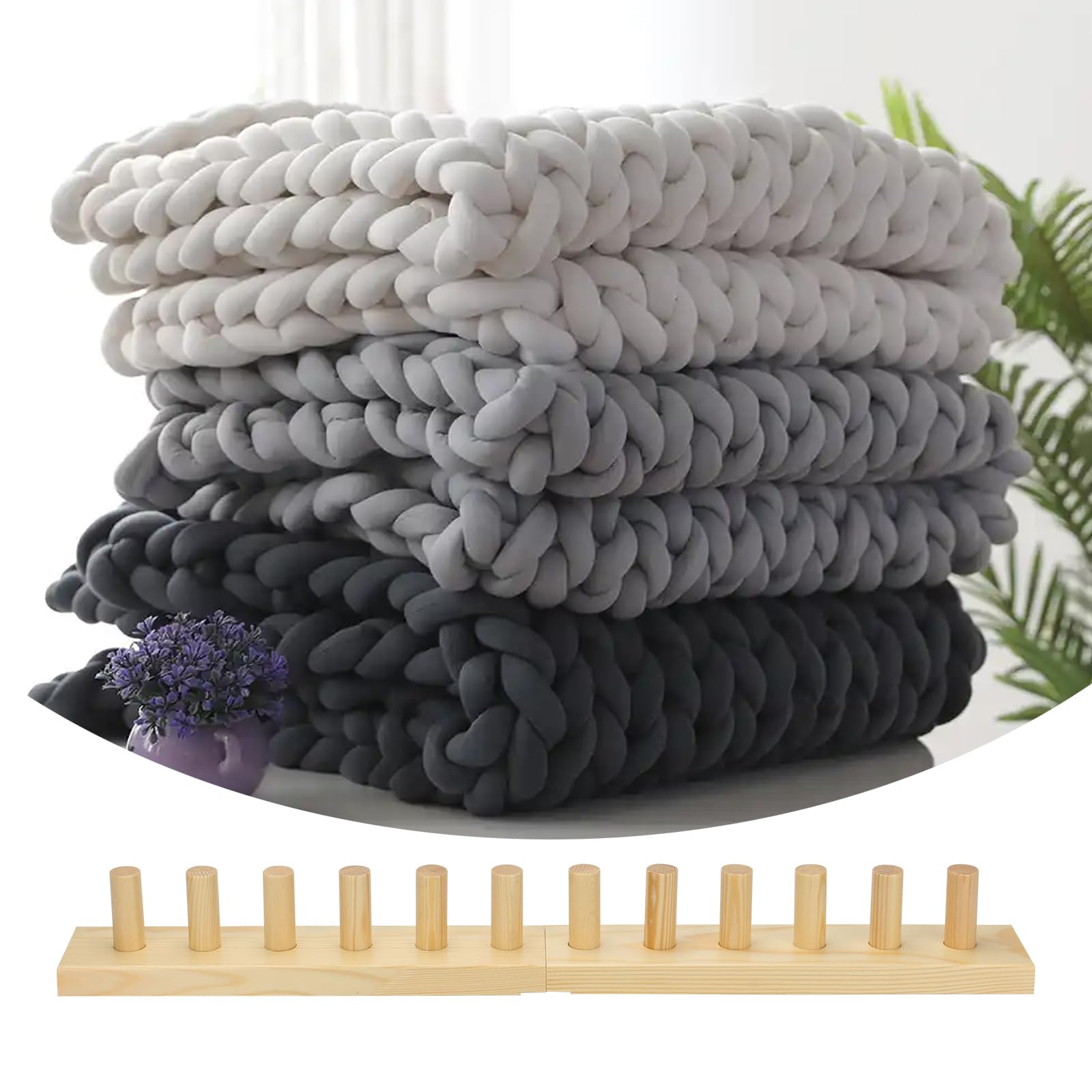 Telaio per coperta a maglia grossa, telaio per coperte spesse per lavorare a maglia e filati spessi, pieghevole e portatile, telaio extra large (61 cm) (1)