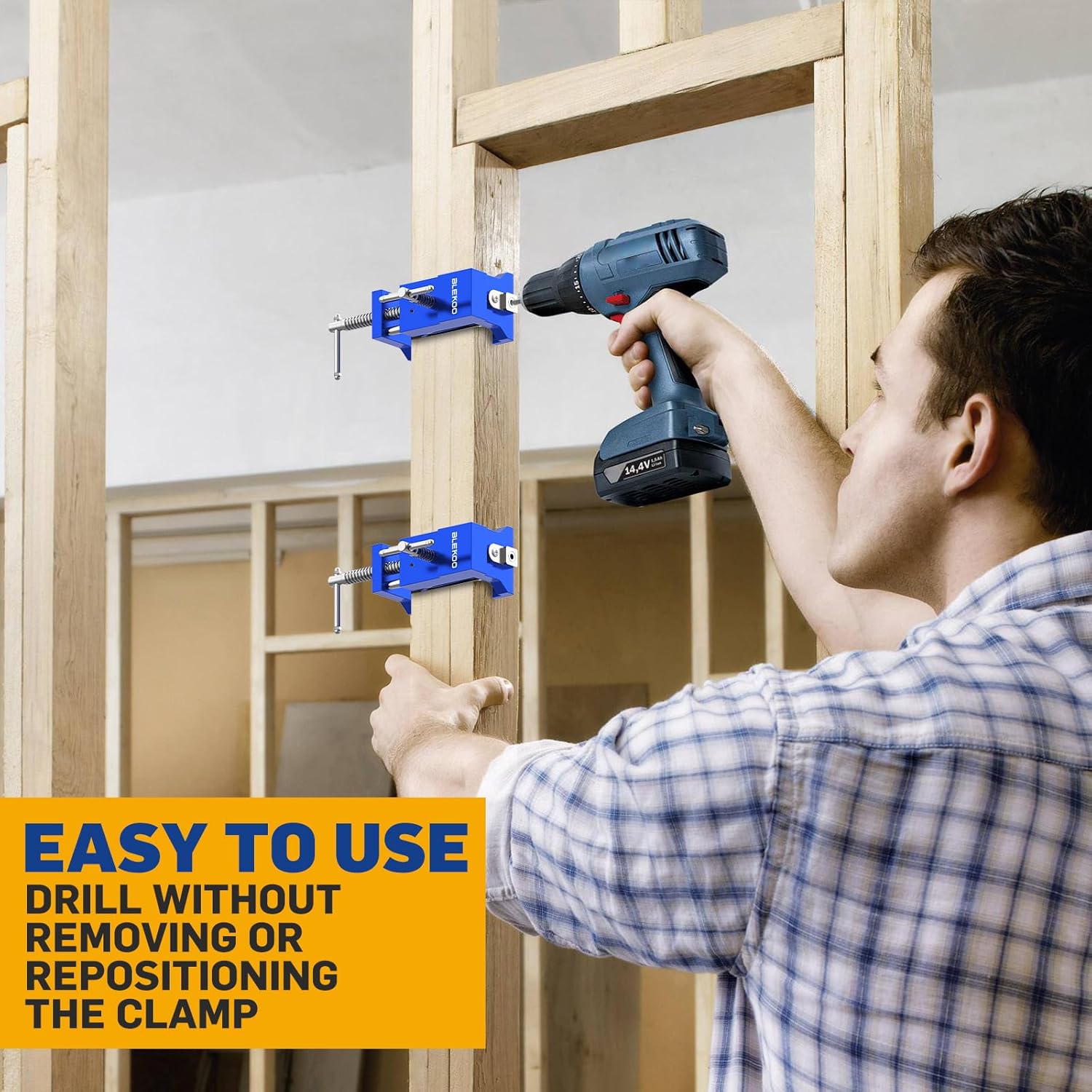 BLEKOO 2 Pack Cabinet Clamps for Installation, Solid Drilling Tool With Pilot Hole Guide