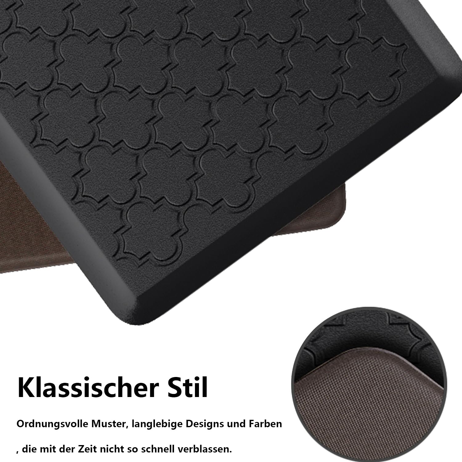 Küchenläufer 2 Stück Teppich Küche Waschbar rutschfest Küchenteppich Kitchen Mat Küchen Teppich Läufer Küche-Teppich mit Ölfest Wasserdicht Küchenmatte für Küche Läufer Flur(44x75+ 44x150CM,Schwarz)