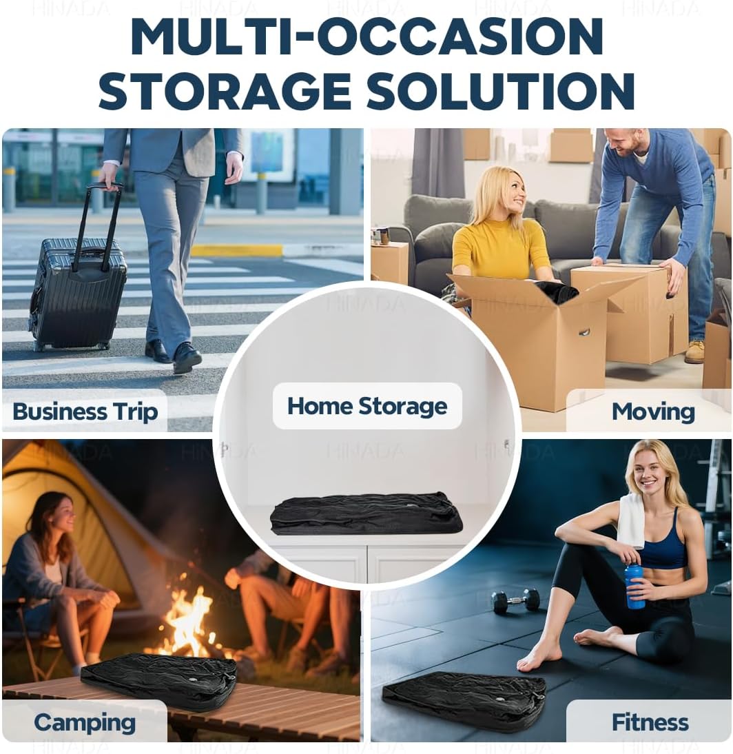 Vacuum Bags for Travel Luggage with Wireless Pump, Travel Pack Vacuum Kit for Carry On Suitcases and Backpack, Vacuum Seal Packing cube for Cloth Packing (2PC + PUMP) - Image 4