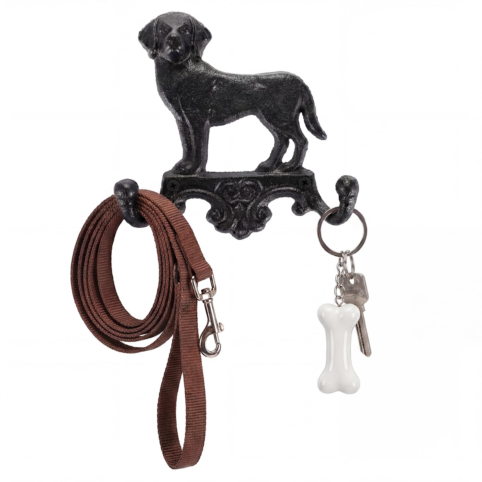 OLegei Cast Iron Keys Hanging Hook Dog Shape Rustic Entryway Coat Wall Hook