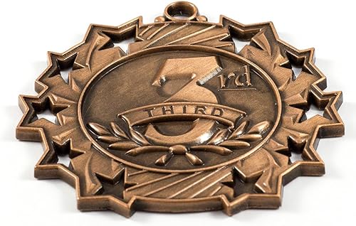 Miniatura 5 de All Quality Medallas de premio de diez estrellas para el primer segundo y tercer lugar, juego de 3 piezas (oro, plata, bronce) incluye cinta para el