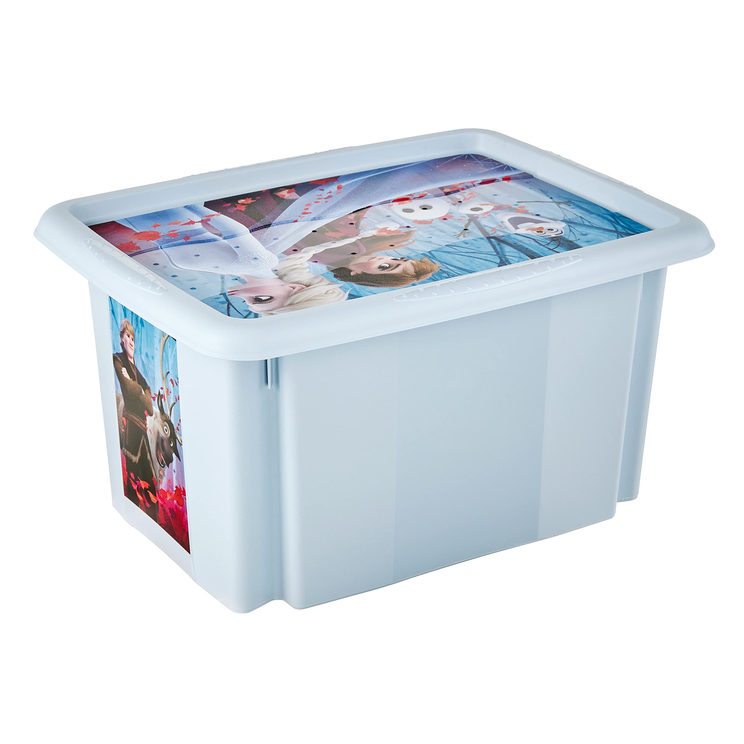 keeeper Frozen 2 - Scatola portaoggetti con coperchio, girevole e impilabile, per bambini, 15 l, colore: Blu