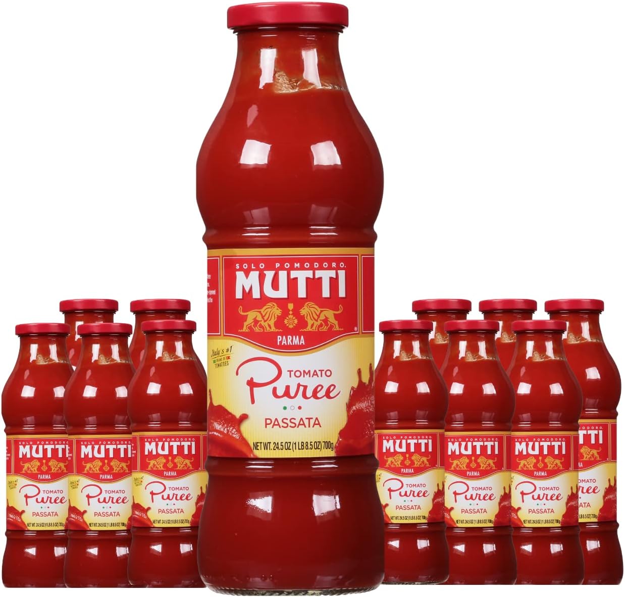 Tomato Puree (Passata), 24.5 oz. | 12 Pack | Italyโs #1 Brand of Tomatoes | Fresh Tasteโฏfor Cookingโฏ|โฏCanned Tomatoes | Vegan Friendly & Gluten Free | No Additives orโฏPreservatives