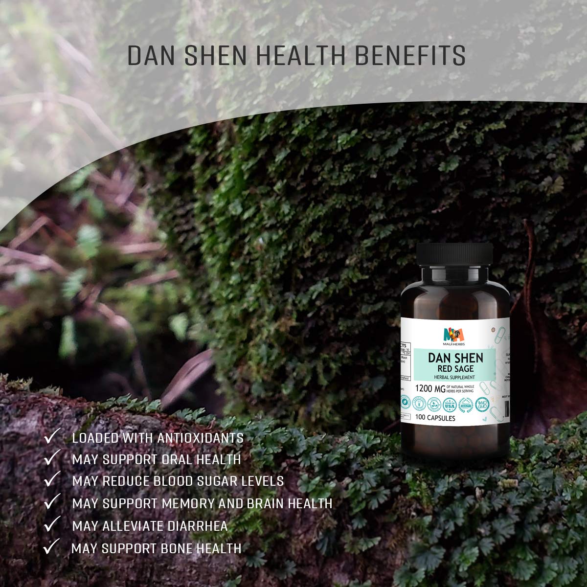 Dan Shen Herb Red Sage Supplement Salvia Miltiorrhiza or Dan Shen